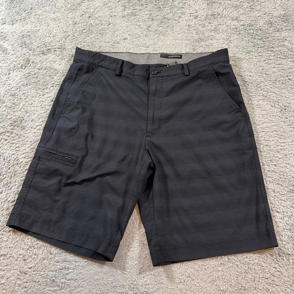 Greg Norman Mens Performance Golf Shorts Size 34 Black Textured Stretch Pocket